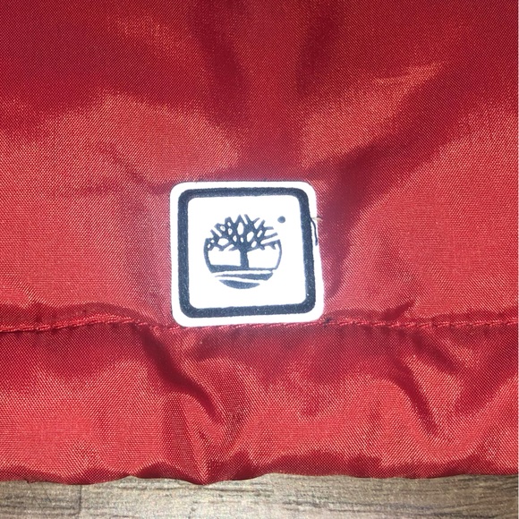 NWT Timberland mens Down Puffer Jacket size S Brick Red Stitched Tree logo - Picture 8 of 16